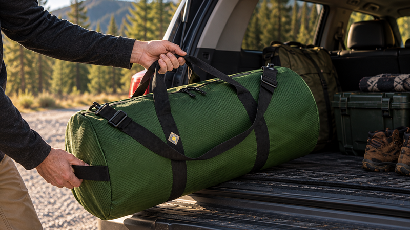 Load image into Gallery viewer, Heavy Duty Duffel being loaded into a truck bed
