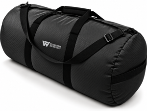 Wilderness Technology Heavy Duty Duffel in Midnight Black with embroidered logo and shoulder strap