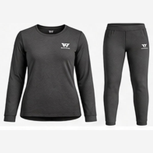 Women's charcoal merino crew top and bottom set