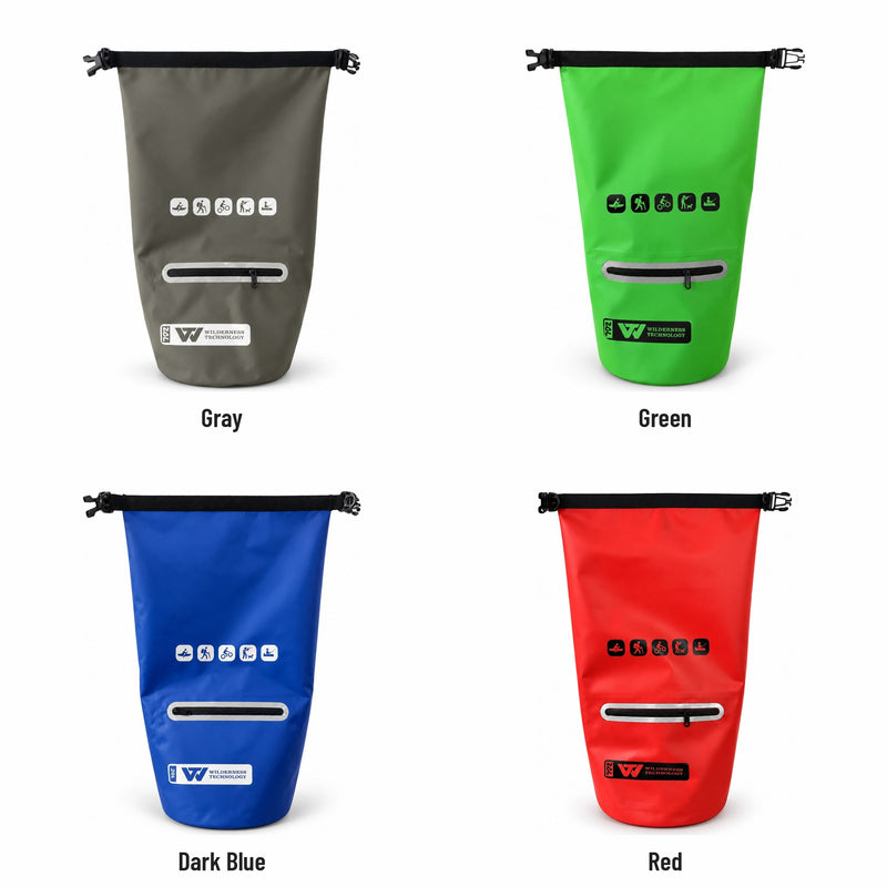 Load image into Gallery viewer, Wilderness Technology PVC Dry Bag in Gray, Green, Dark Blue and Red
